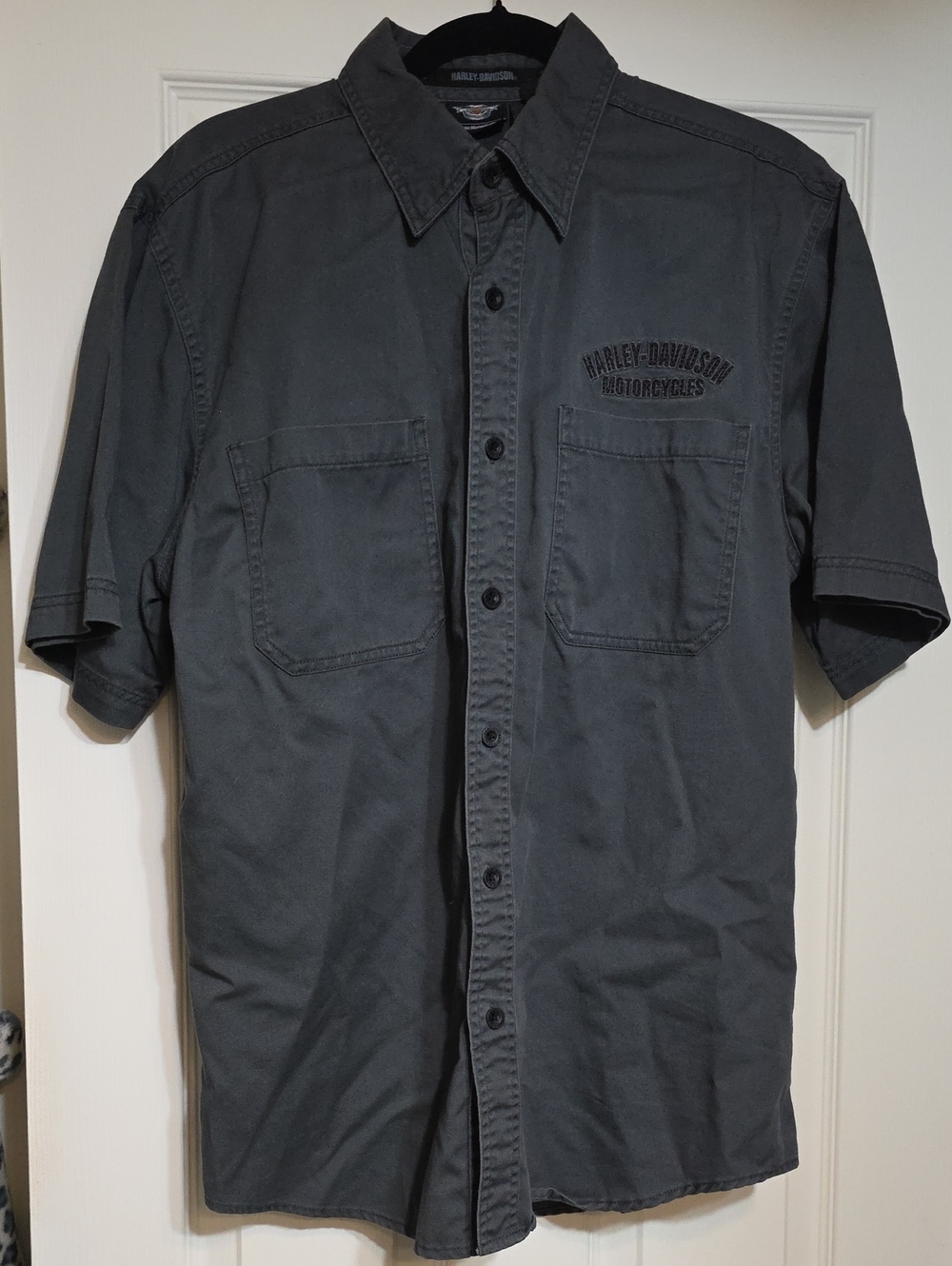 Harley-Davidson Men's Short-Sleeve Button-Down Shirt — Charcoal Gray